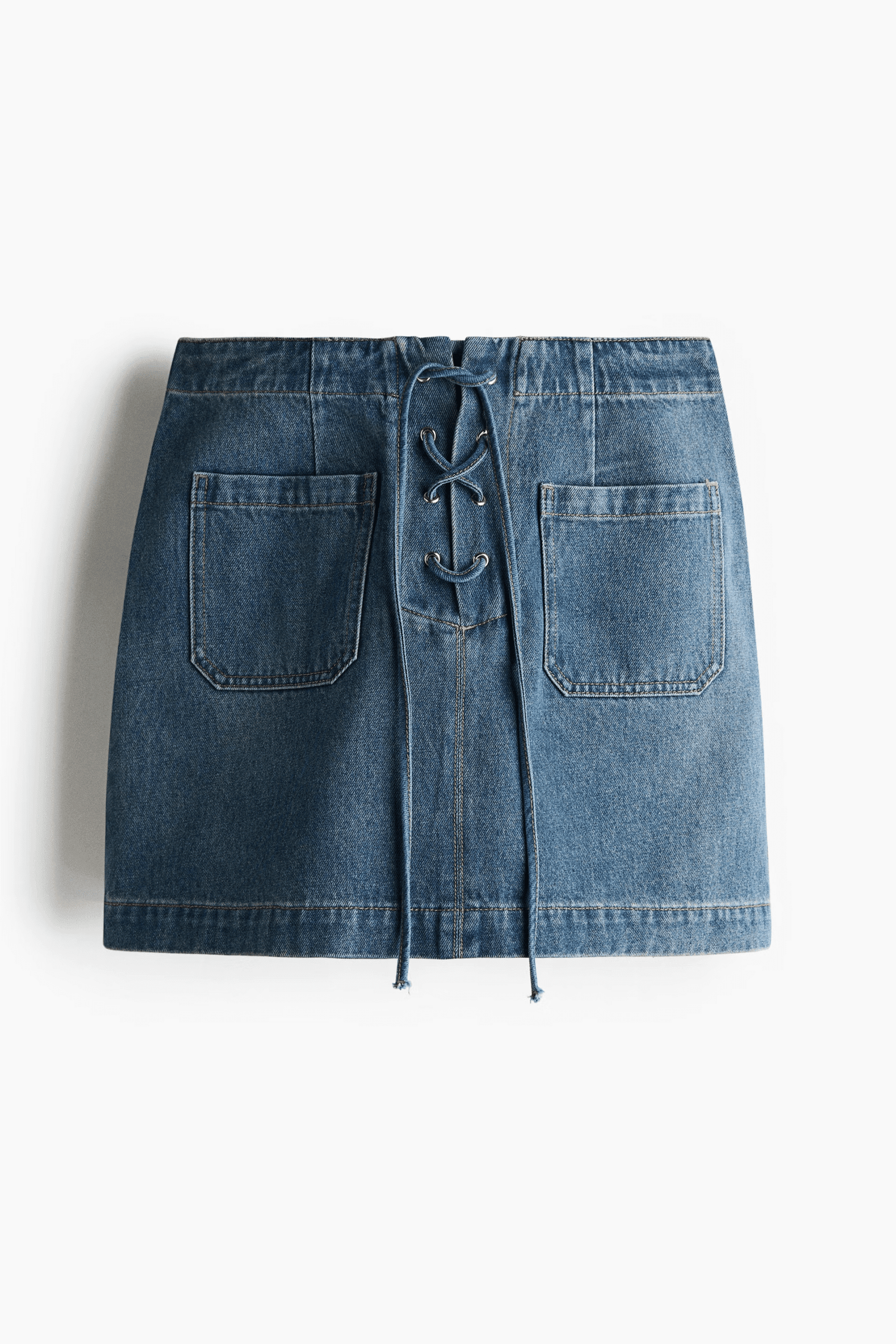 Denim lace-up mini skirt 39% OFF