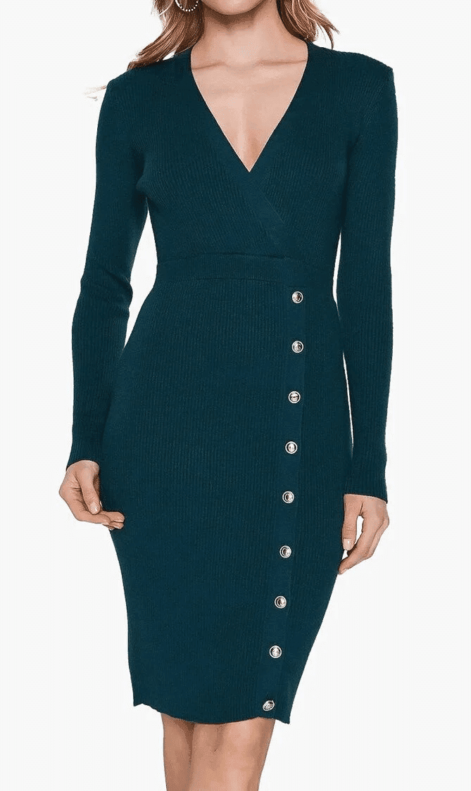 Front Button Sweater Dress